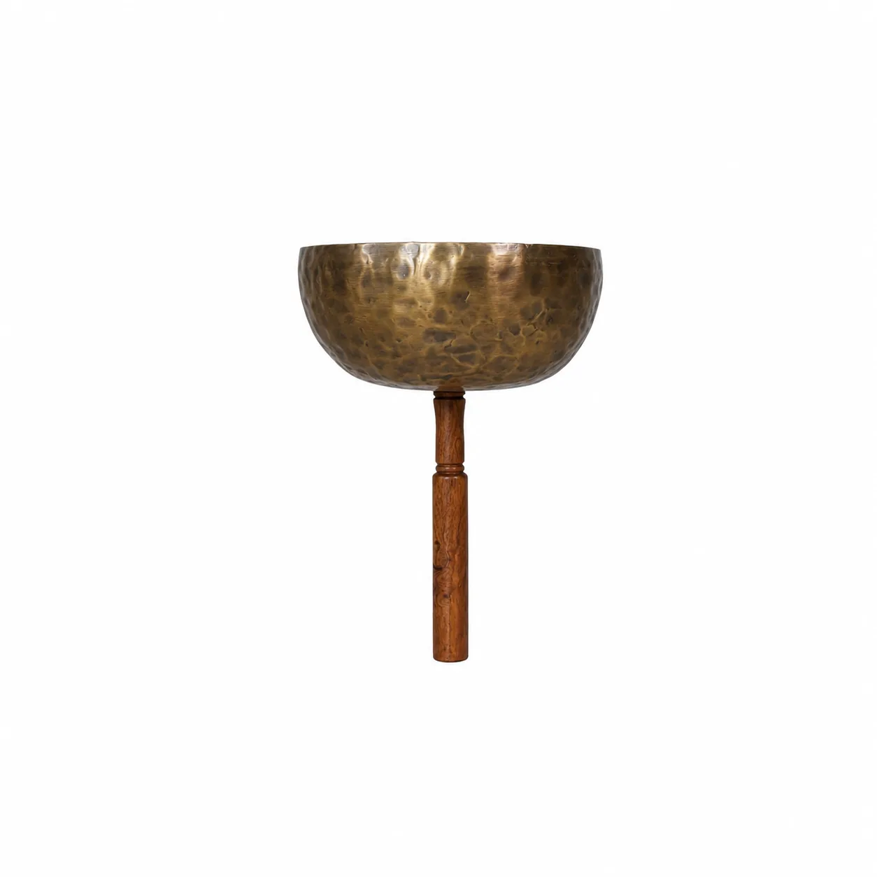 Handheld Bronze Singing Bowl with Wooden Handle